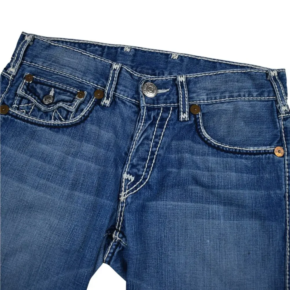 Vintage True Religion Jean Shorts Men's 31 (33) Ricky Blue Denim Cut Off Y2K USA